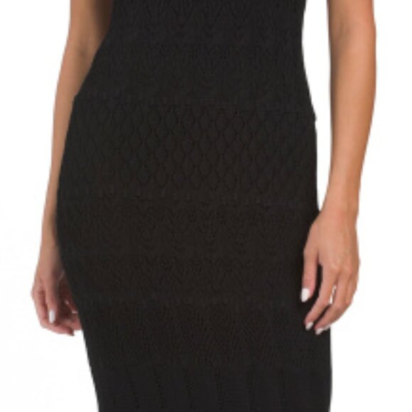 new  Torn By Ronny Kobo BLACK Ryan Dress  Crochet Knit Cutout Stunning texture! - Picture 8 of 11